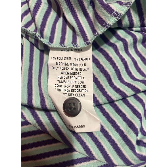 Men's Greyson Performance Golf Polo Shirt Stripe Purple Mint White Size XL - Picture 3 of 4
